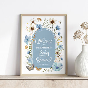 Póster Duste Blue Wildflower Bebé en una ducha de flores