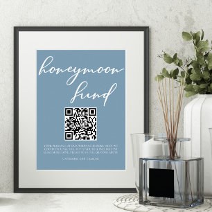 Póster Duste Boda azul luna de miel Fondo QR Código