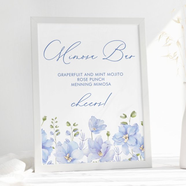 Póster Duste Floral Azul Floral Mimosa Bar Bridal Shower (Subido por el creador)