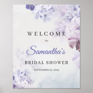 Póster Duste morado primavera floral ducha de novia bienv