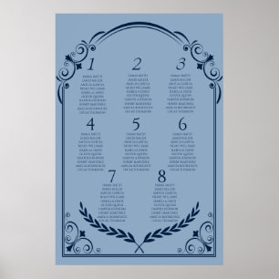 Póster Dusty Blue and Navy Seating Chart Poster 2 of 3