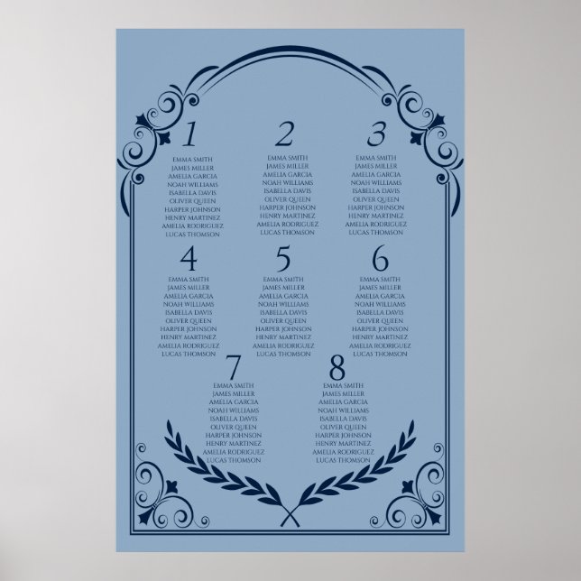 Póster Dusty Blue and Navy Seating Chart Poster 2 of 3 (Frente)