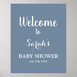 Póster Dusty Blue Baby Shower Boy Welcome sign