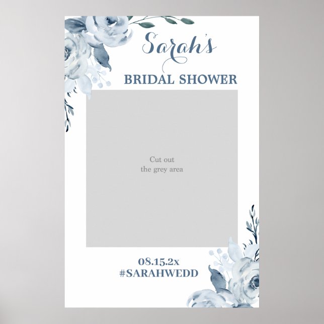 Póster Dusty Blue Bridal Shower Poster (Frente)