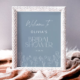 Póster Dusty Blue Bridal Shower Poster de bienvenida