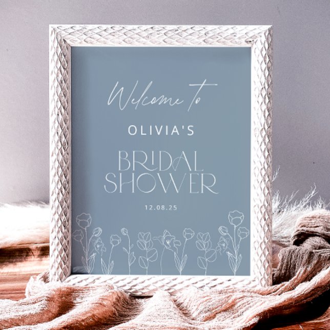 Póster Dusty Blue Bridal Shower Poster de bienvenida (Subido por el creador)