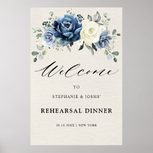 Póster Dusty Blue Champagne Ensayo Cena Bienvenida Pos
