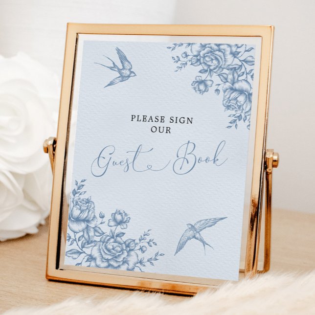 Póster Dusty Blue Chinoiserie Baby Shower Guest Book (Subido por el creador)