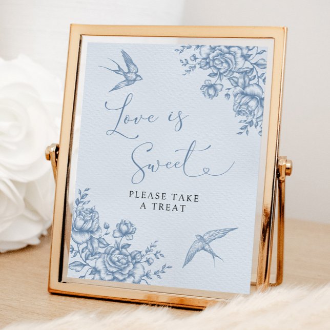 Póster Dusty Blue Chinoiserie Baby Shower Love is Sweet (Subido por el creador)
