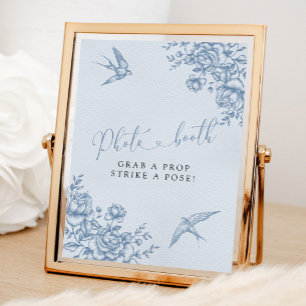 Póster Dusty Blue Chinoiserie Baby Shower Photo Booth