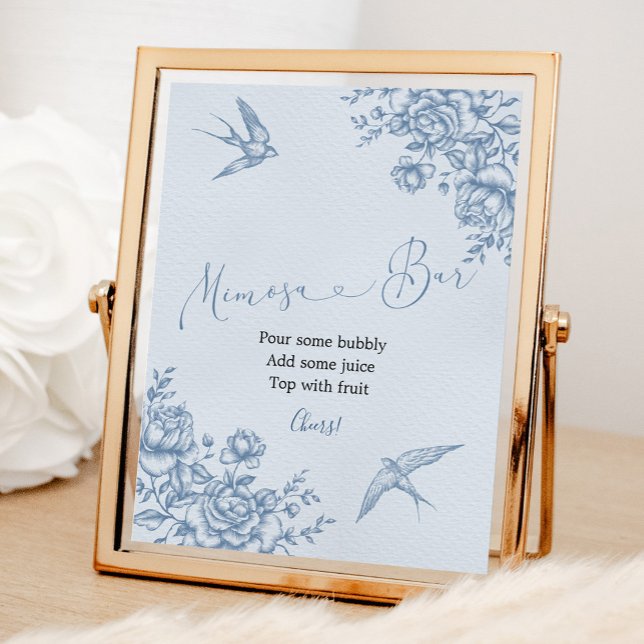 Póster Dusty Blue Chinoiserie Bridal Shower Mimosa Bar (Subido por el creador)
