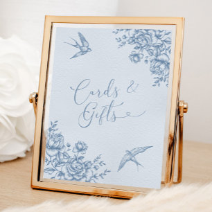 Póster Dusty Blue Chinoiserie Tarjeta de ducha de novia y