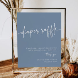 Póster Dusty Blue Diaper Raffle Rótulo Boy Mínimo Moderno