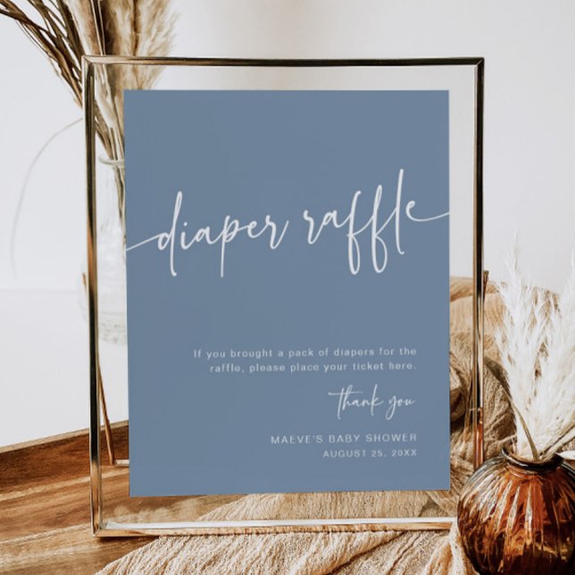 Póster Dusty Blue Diaper Raffle Rótulo Boy Mínimo Moderno (Subido por el creador)