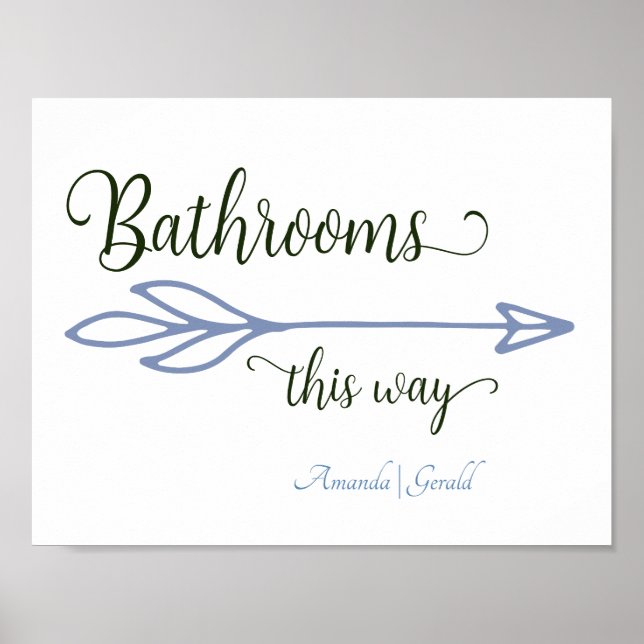 Póster Dusty Blue Dusk Bathrooms This Way Arrow (Frente)