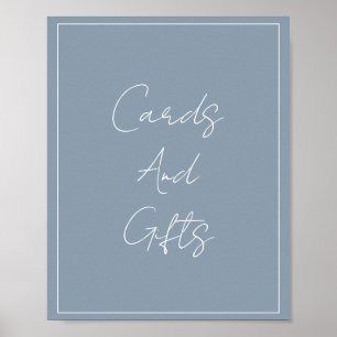 Póster Dusty Blue Elegant Bridal Shower Boda Personalizad