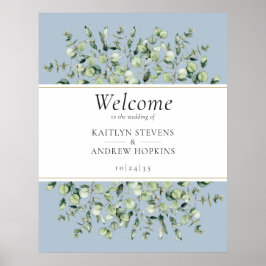 Póster Dusty Blue Eucalyptus Wedding Welcome 