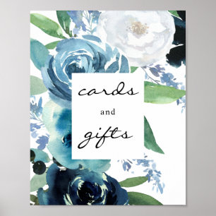 Póster Dusty Blue Floral 2 tarjetas y regalos Poster Rótu