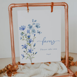 Póster Dusty Blue Floral Bridal Shower Favor Rótulo