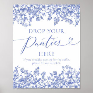 Póster Dusty Blue Floral Suelta tus Paneles Aquí Juego Ró