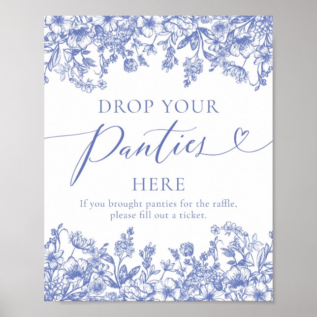 Póster Dusty Blue Floral Suelta tus Paneles Aquí Juego Ró (Frente)