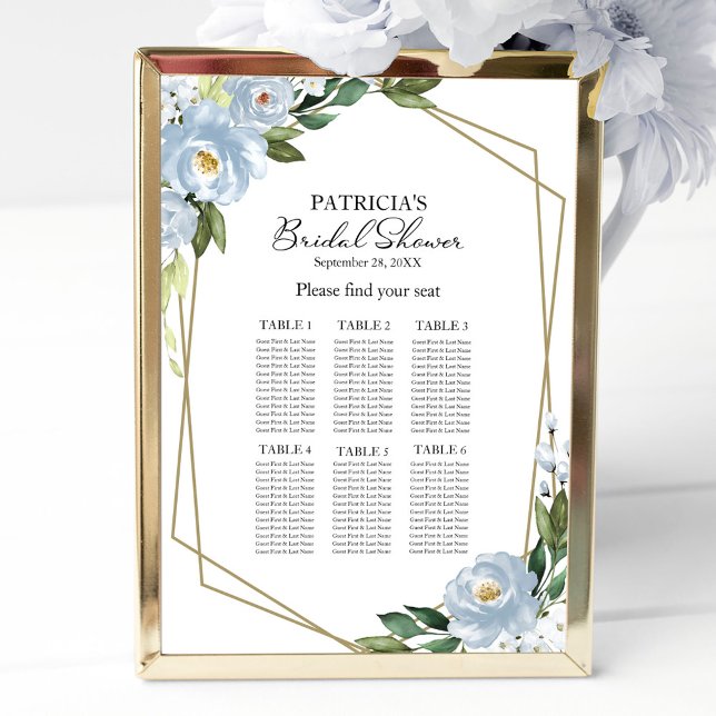 Póster Dusty Blue Geometric Bridal Shower Seating Chart (Subido por el creador)