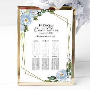 Póster Dusty Blue Geometric Bridal Shower Seating Chart