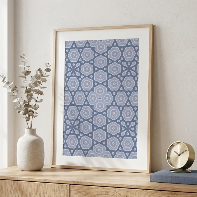 Póster Dusty Blue & Gray Geometric Mandala Pattern Square (Subido por el creador)