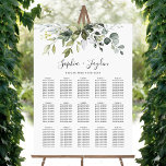 Póster Dusty Blue Greenery Elegante Cuadro de Asientos de<br><div class="desc">El diseño presenta un ramo de vegetación acuática,  eucaliptos y un suculento fondo blanco. El diseño está decorado en tonos azul polvoriento y verde. Vea el enlace de la colección en esta página para ver todos los elementos coincidentes de este hermoso diseño.</div>