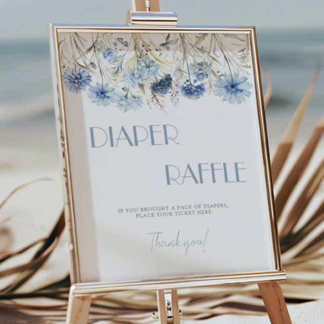 Póster DUSTY Blue Hydrangea Baby Shower Diaper Raffle (Subido por el creador)