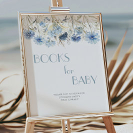 Póster DUSTY Blue Hydrangea Baby Shower Libros Para Bebés