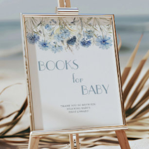 Póster DUSTY Blue Hydrangea Baby Shower Libros Para Bebés
