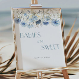 Póster DUSTY Blue Hydrangea Baby Shower Los bebés son dul