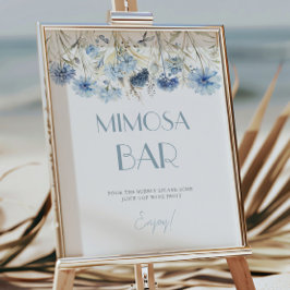 Póster DUSTY Blue Hydrangea Baby Shower Mimosa Bar