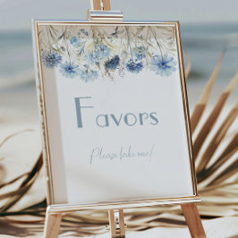 Póster DUSTY Blue Hydrangea Elegant Baby Shower Favors