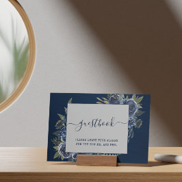 Póster Dusty Blue Navy Champagne Boda de Marfil