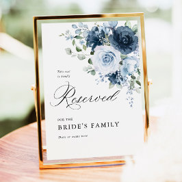 Póster Dusty Blue & Navy Reserved Sign 5x7 Wedding Decor