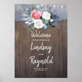 Póster Dusty Blue Rustic Country Wedding