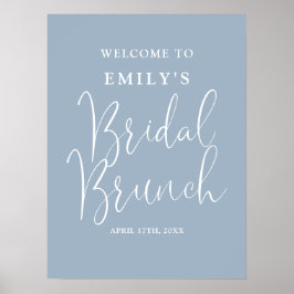Póster Dusty Blue Script Bridal Brunch - Signo de bienven