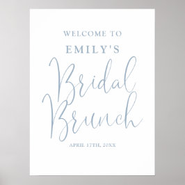 Póster Dusty Blue Script Bridal Brunch - Signo de bienven