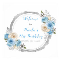 Dusty Blue Silver Elegant Flowday Party