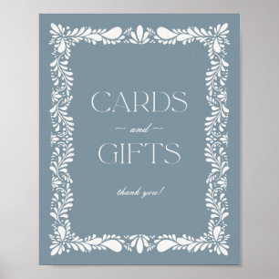Póster Dusty Blue Talavera Tile Cards and Gifts Rótulo