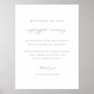 Póster Dusty Blue Unplugged Ceremony Rótulo Boda