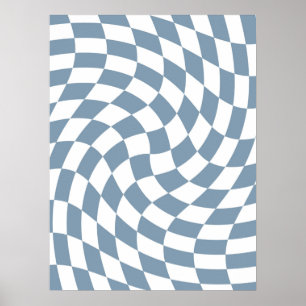 Póster Dusty Blue Wedding Collection Check Checkered