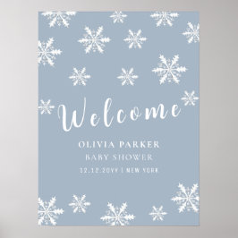 Póster Dusty Blue Winter Snow poster de bienvenida Baby S