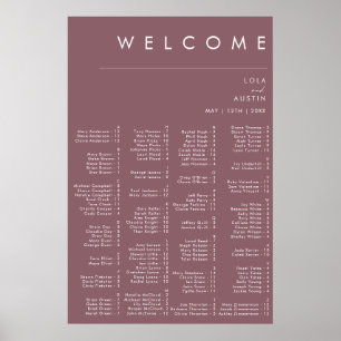 Póster Dusty Boho   Gráfica de asientos alfabéticos púrpu