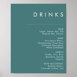 Póster Dusty Boho   Green Wedding Drinks Menu Sign
