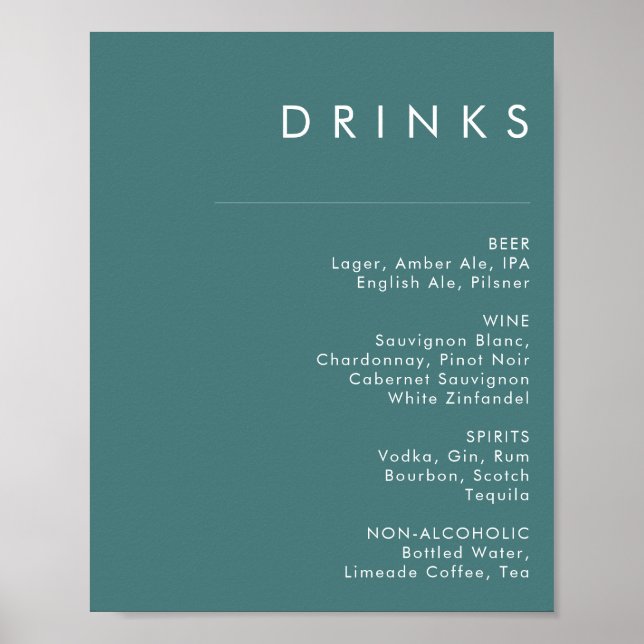 Póster Dusty Boho | Green Wedding Drinks Menu Sign (Frente)