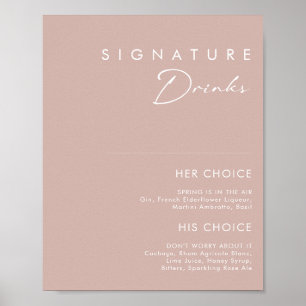 Póster Dusty Boho Letrero de Bebidas Signature Rose
