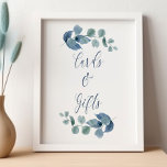 Póster Dusty Eucalyptus Watercolor Vegetación Tarjetas y<br><div class="desc">Cartas y regalos de eucalipto con elegante caligrafía y hojas de eucalúto. Diseño botánico sobrio y sobrio, con vegetación y vegetación acuarela en verde gris azul polvoriento. Perfecto para el eucalipto y el boda botánico, la ducha de novia, la ducha de bebé, etc. Por favor, navegue por mi tienda -...</div>